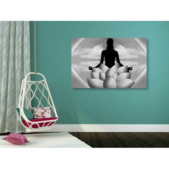 Kép meditációs torna fekete-fehér kivitelben