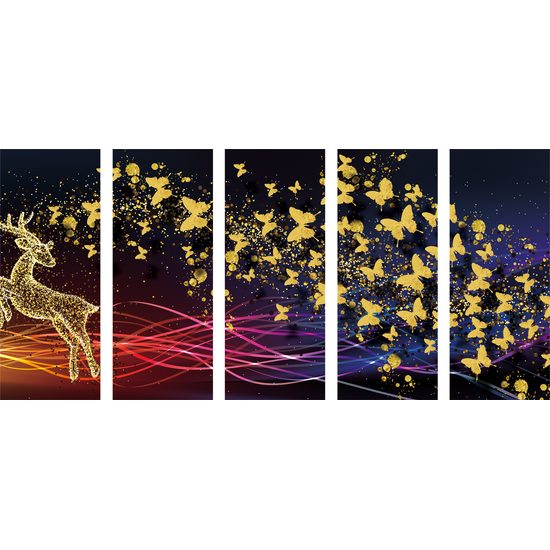 5 részes kép világűri szarvas absztrakciója