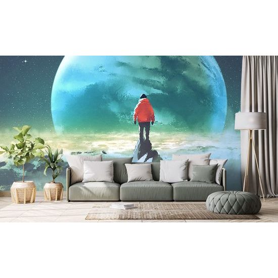 Érdekes öntapadó tapéta ember a legmagasabb csúcson