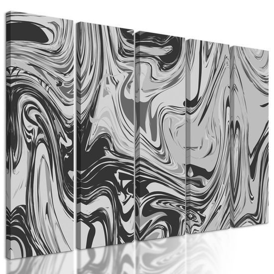 5 részes kép fekete-fehér művészi absztrakció