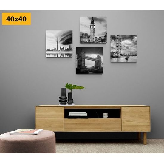 Képszett titokzatos London fekete-fehér kivitelben