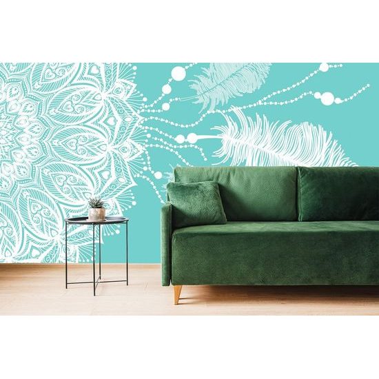 Öntapadó tapéta varázslatos Mandala zöld alapon