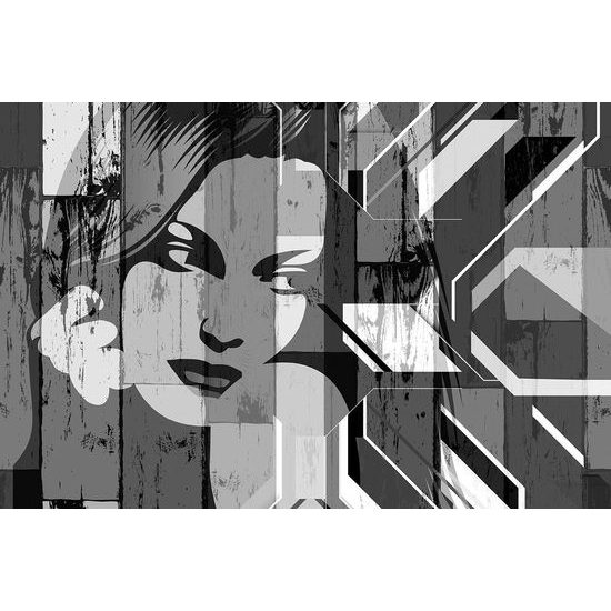 Tapéta fekete-fehér szépség egy nő pop art stílusban