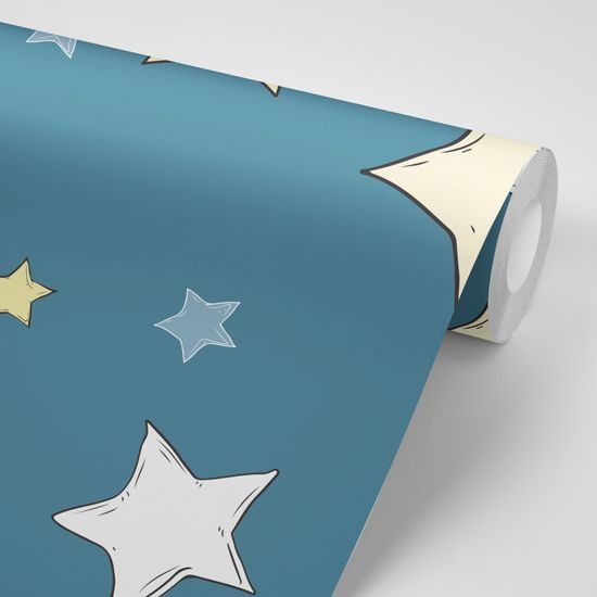 Öntapadó tapéta játékos csillagok kék alapon