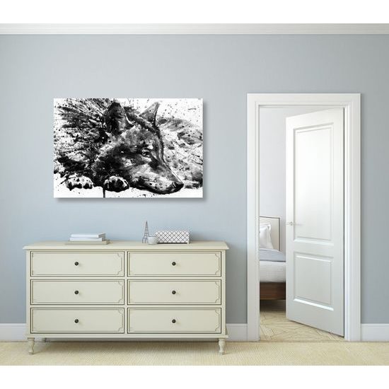 Kép fekete-fehér farkas művészi kivitelben