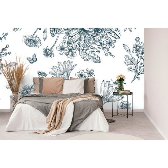 Öntapadó tapéta festett csokor fekete-fehérben