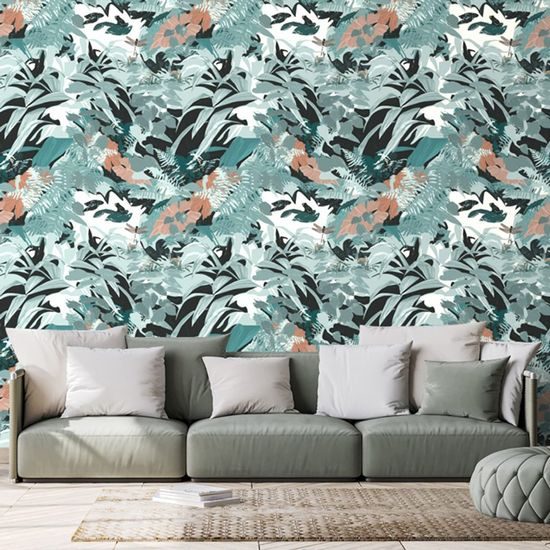 Öntapadó tapéta trópusi erdő kék kivitelben