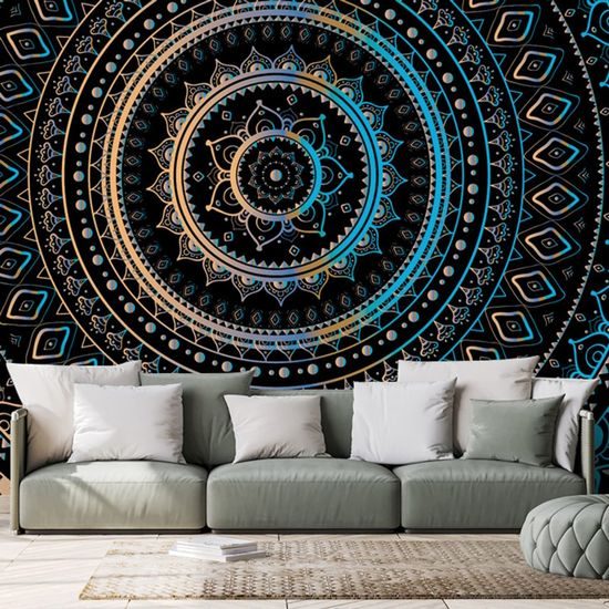 Tapéta gyönyörű kék ​​arany Mandala