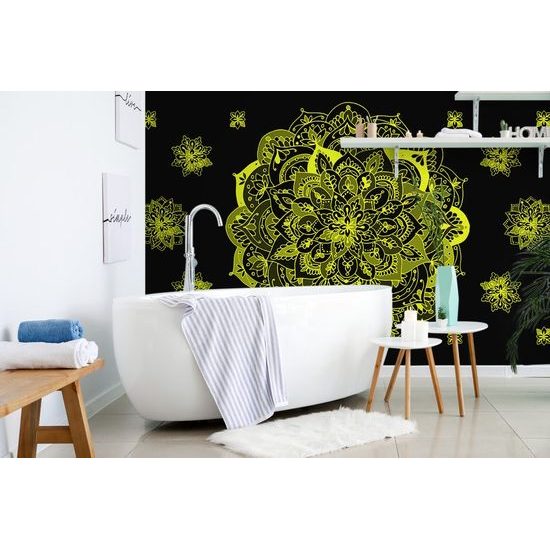 Öntapadó tapéta érdekes Mandala egy csipetnyi sárgával