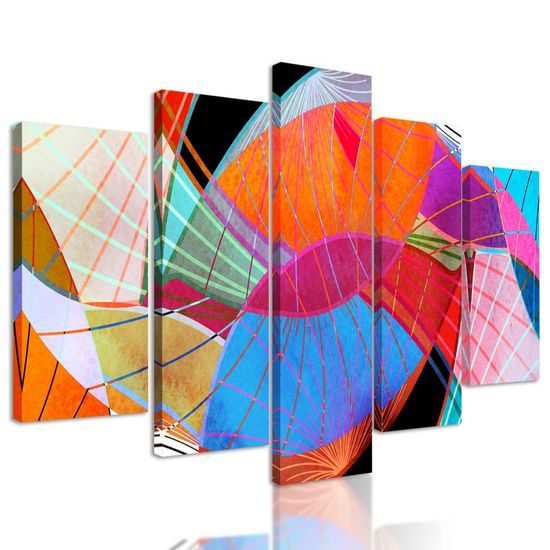 5 részes kép sokszínű alakzatok absztrakciója