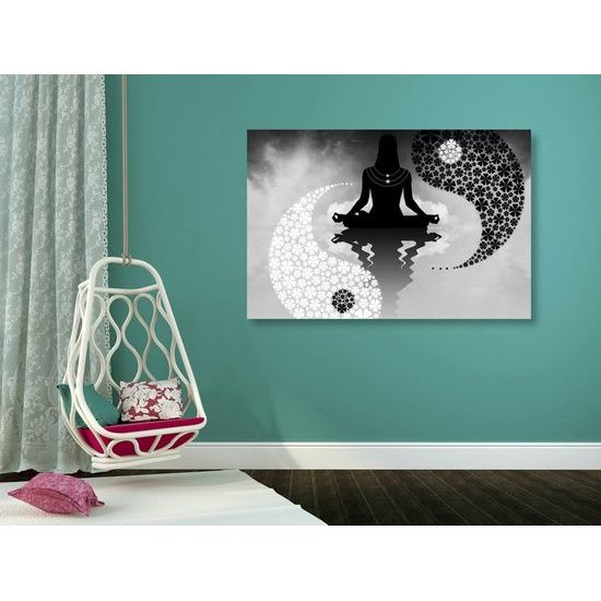 Kép mély meditáció fekete-fehér kivitelben