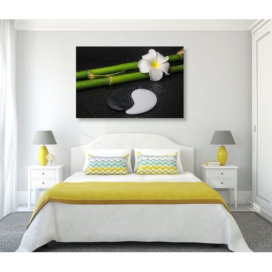 Kép csodálatos bambusz csendélet Jin és Jang szimbólummal