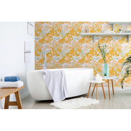 Öntapadó tapéta trópusi erdő sárga kivitelben