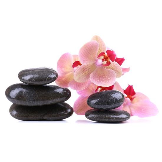 Fotótapéta masszázskövek orchideával
