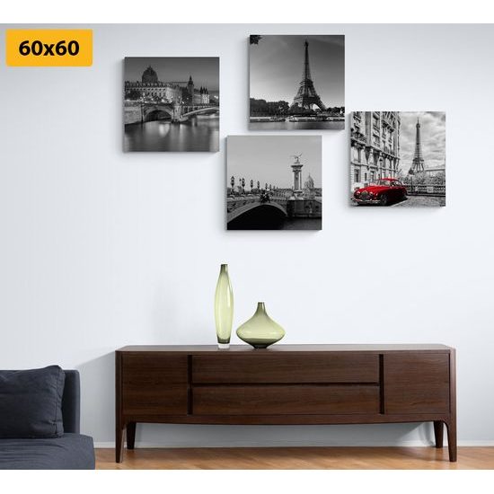 Képszett retro piros autó Párizsban