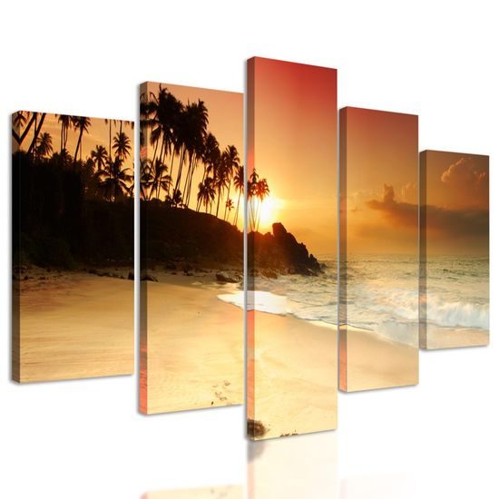 5 részes kép naplemente a sziget mögött