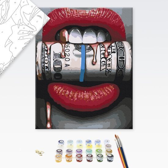 Festés számok szerint pénzzel teli száj