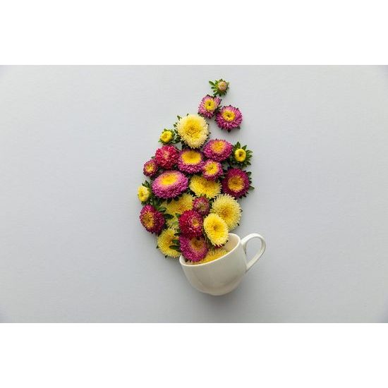 Öntapadó fotótapéta virágokkal teli csésze