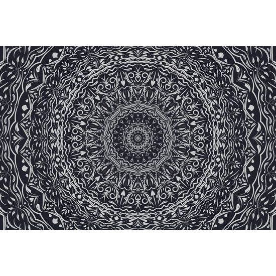 Öntapadó tapéta nyugtató Mandala fekete-fehérben