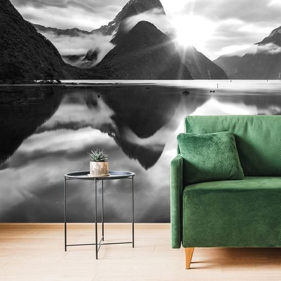 Öntapadó fotótapéta fekete-fehér napfelkelte Új-Zélandon