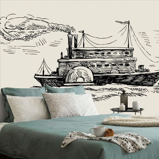 Tapéta gőzhajó retro nézetben