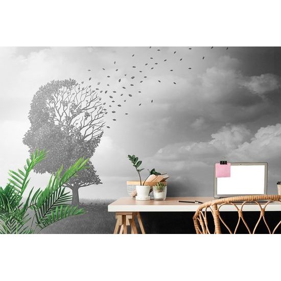 Öntapadó tapéta titokzatos fa arc ábrával