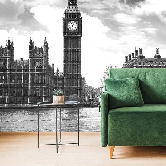 A londoni Elizabeth Tower öntapadó fotótapéta fekete-fehérben