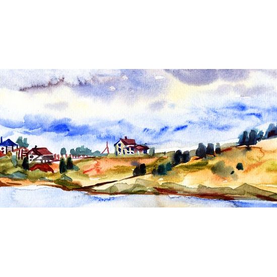 Kép akvarell olasz városka