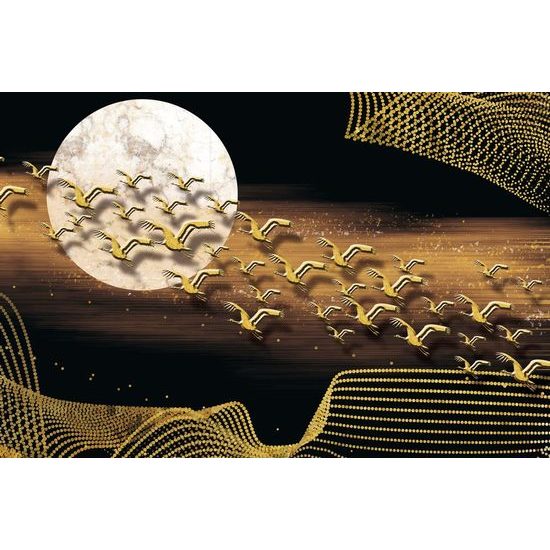 Öntapadó tapéta a madarak repüléséről teliholdkor