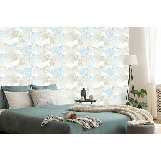 Öntapadó tapéta finom monstera levelek a világos háttéren