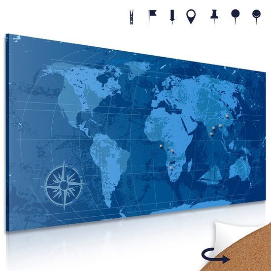 Parafa kép történelmi világtérkép kék színben