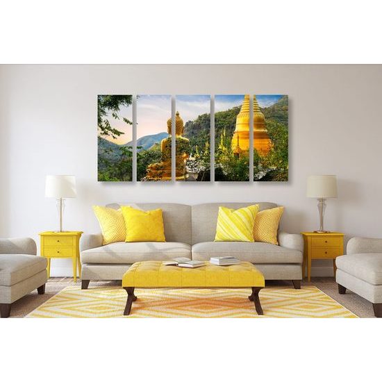5 részes kép arany Buddha és a természet szépségei