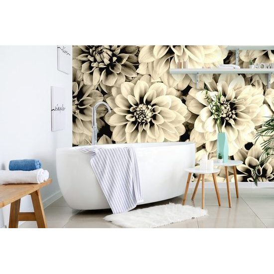 Fotöntapadó tapéta dália szépia változatban
