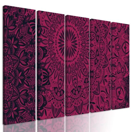 5 részes kép modern Mandala fekete-rózsaszín kivitelben