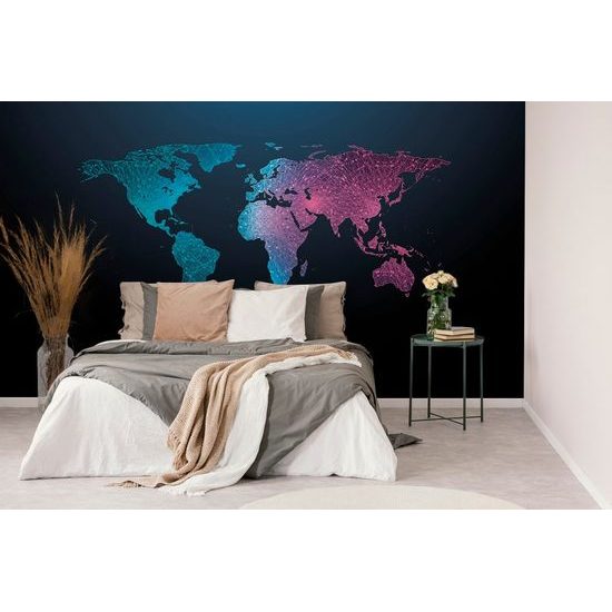 Öntapadó tapéta világtérkép gyönyörű neon részlettel
