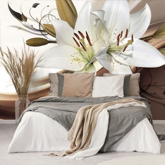 Öntapadó fotótapéta gyönyörű fehér liliom fehér alapon