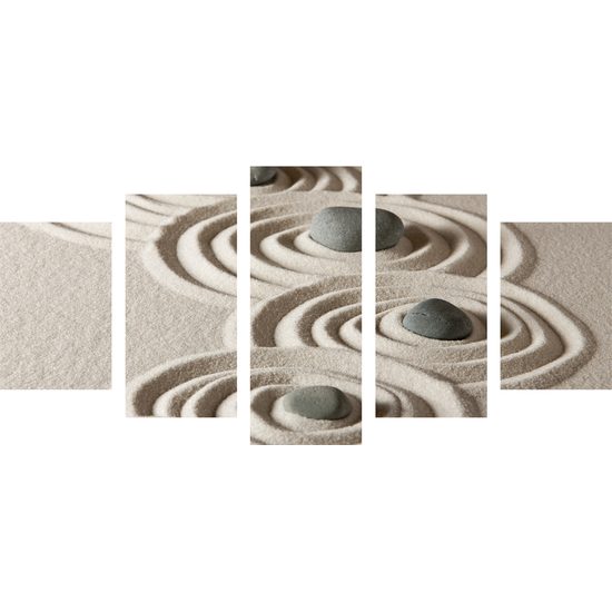 5 részes kép tengerparti csendélet Zen kövekkel