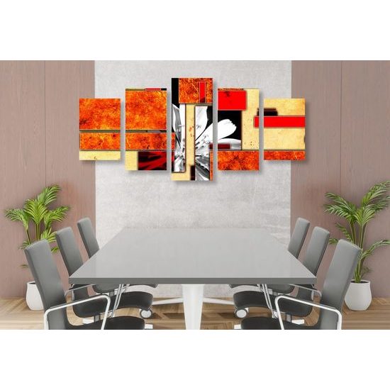 5 részes kép virág narancssárga keretben