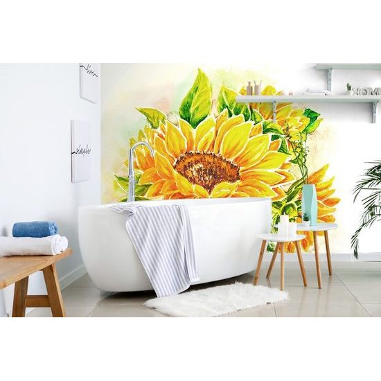 Gyönyörű napraforgó festmény öntapadó tapéta
