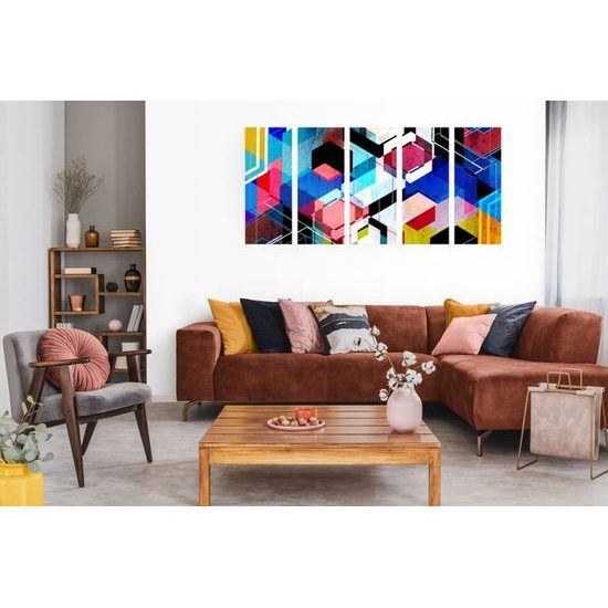 5 részes kép alakzatok futurisztikus absztrakciója