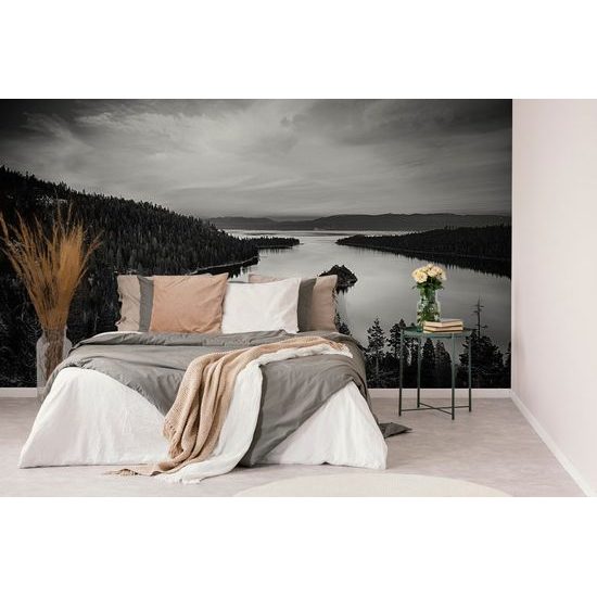 Öntapadó fotótapéta természet naplemente után fekete-fehér változatban