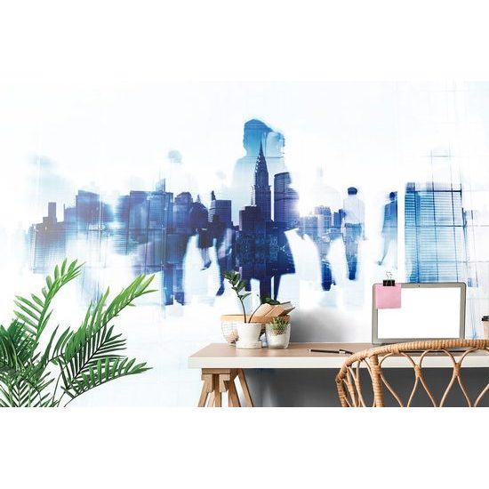 Szokatlan öntapadó tapéta a nagyvárosi emberek körvonalairól