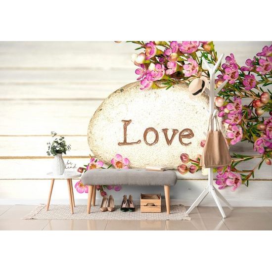 Öntapadó fotótapéta Love felirat a kövön
