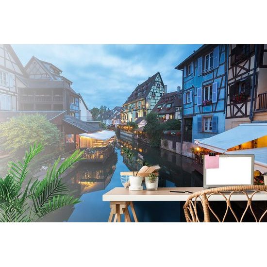 Öntapadó fotótapéta esti kilátás a csatornára Franciaországban