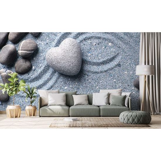 Öntapadó fotótapéta kő szív a homokban