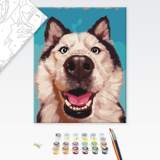 Festés számok szerint kutya portréja