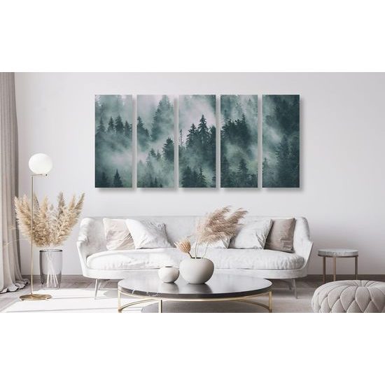 5 részes kép ködbe burkolt fák