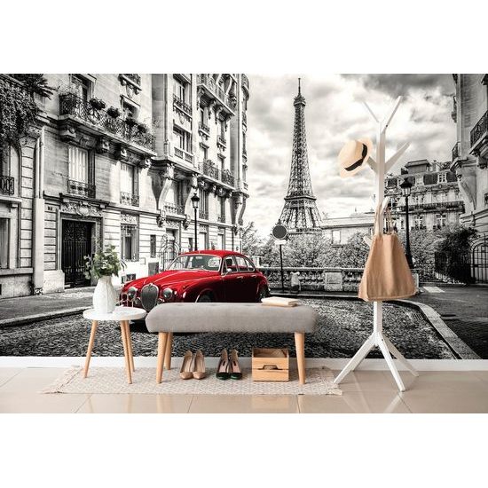 Fotótapéta piros veterán autó a történelmi Párizsban