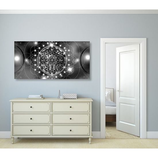 Kép elbűvölő Mandala fekete-fehér kivitelben