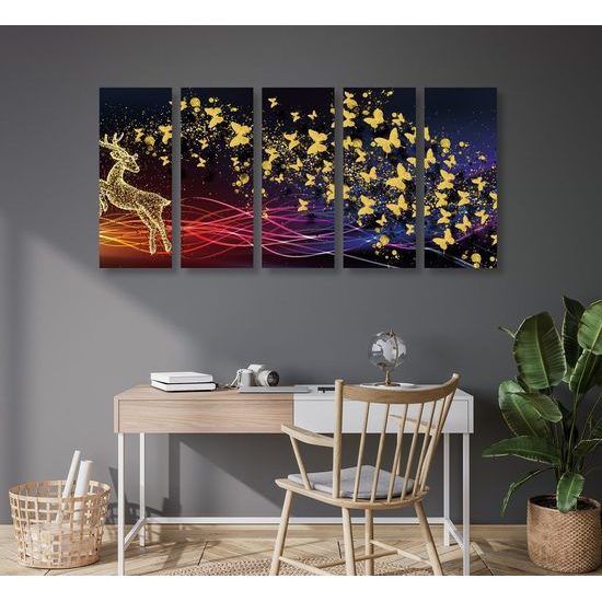 5 részes kép világűri szarvas absztrakciója